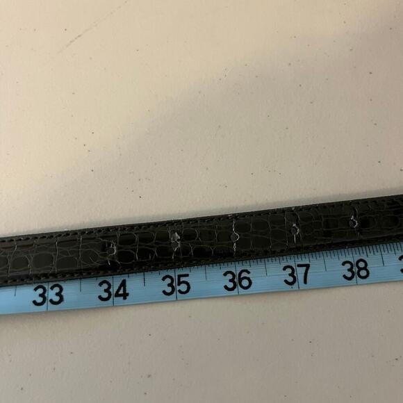 Vintage 90s Green Vegan Leather Snake Skin Buckle Belt Size Medium/Large - Picture 7 of 11